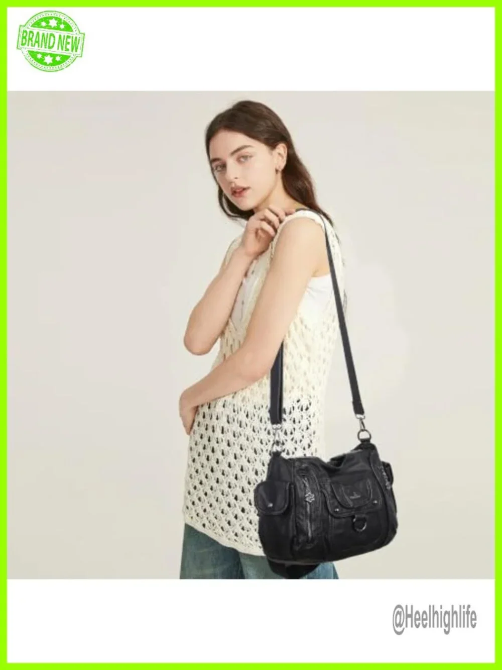 Vegan Leather Hobo Shoulder Bag with Adjustable Strap Satchel Tote